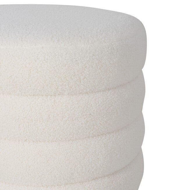 Kathy White Sherpa Round Ottoman Ottomans, , on-hover image number 1