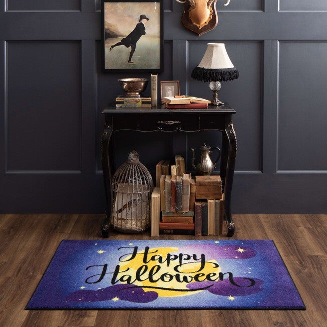 Halloween Moon Purple Kitchen Rug, , alternate image number null