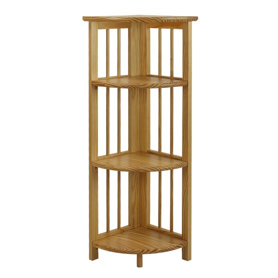 4-Shelf Corner Folding Bookcase-Natural, NATURAL, hi-res image number null