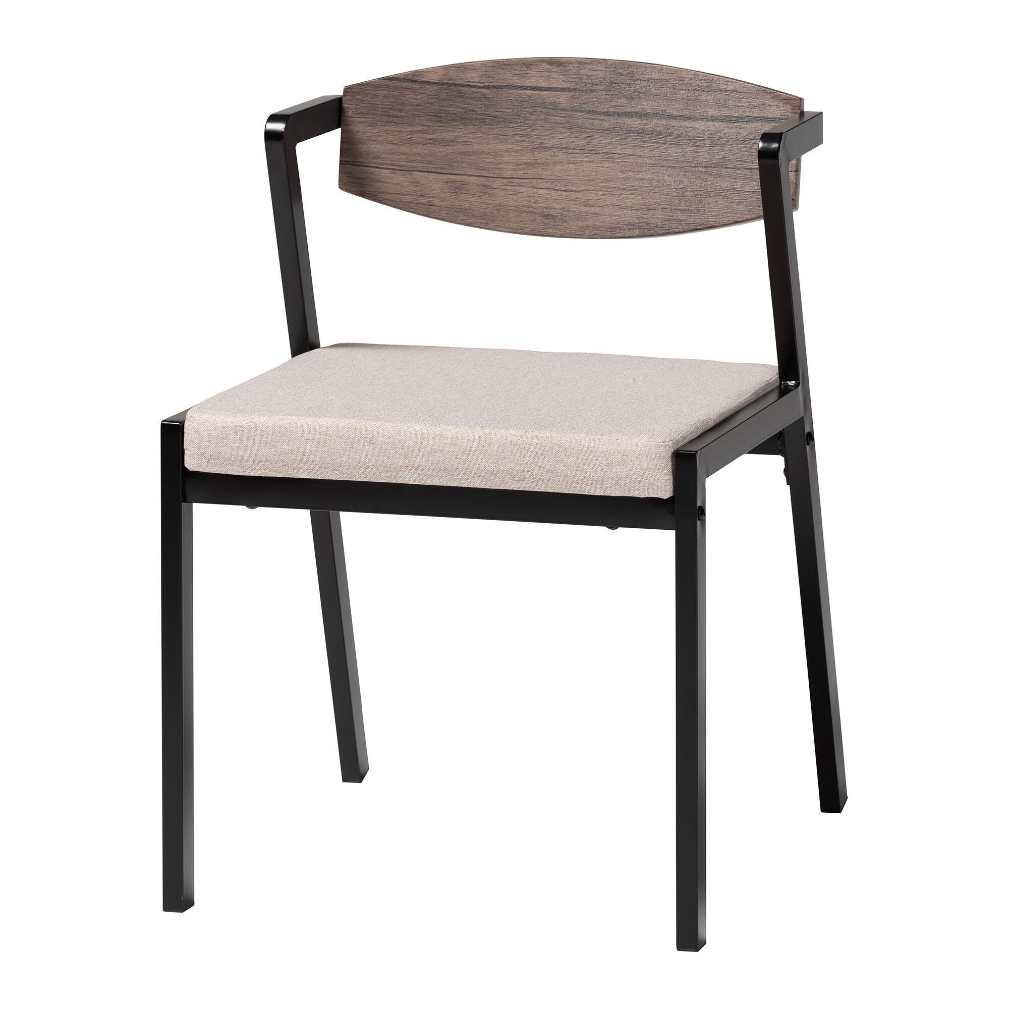 Revelin Industrial Fabric and Metal Dining Chair, BEIGE, alternate image number 2