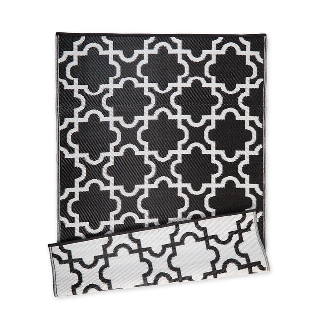Black Lattice Outdoor Rug 4X6 Ft Floor Coverings, BLACK, hi-res image number null
