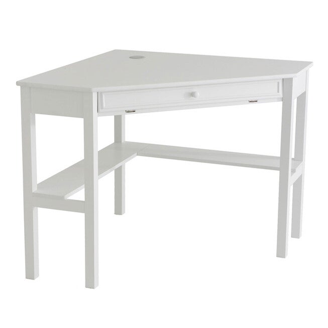 Solid Wood Contemporary Corner Computer Desk, PAINTED WHITE, hi-res image number null