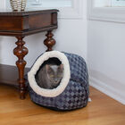 Cuddle Cave Cat Dog Bed, Blue Checkered, , alternate image number null