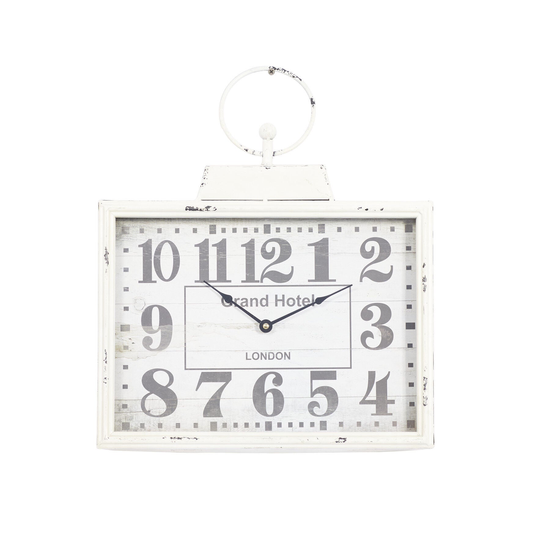 White Vintage Metal Wall Clock, WHITE, hi-res image number 0