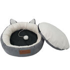 GREY poly-cotton cozy round cat bed , 18 inch, , alternate image number null