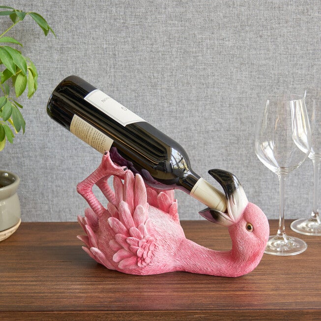 Polyresin Flirty Flamingo Bottle Holder By True, , on-hover image number 1