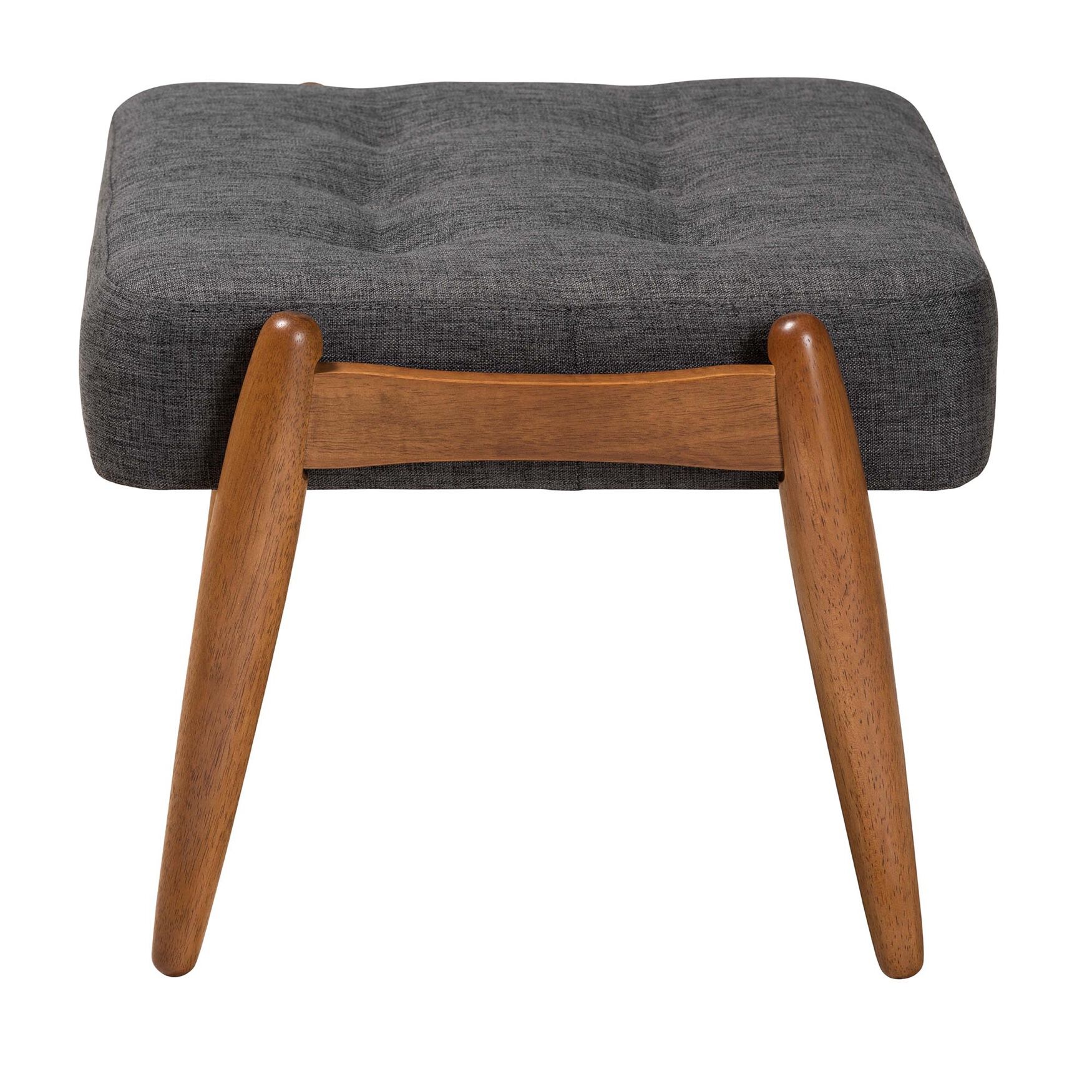 Jeanine Japandi Dark Grey Fabric And Walnut Brown Finished Wood Ottoman Footstool, , alternate image number 8