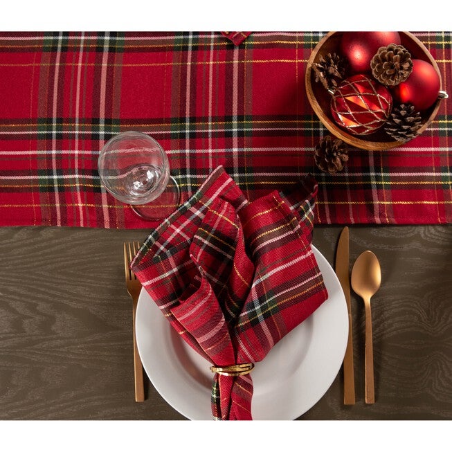 Holiday Metallic Plaid Table Runner 14x72, , alternate image number null