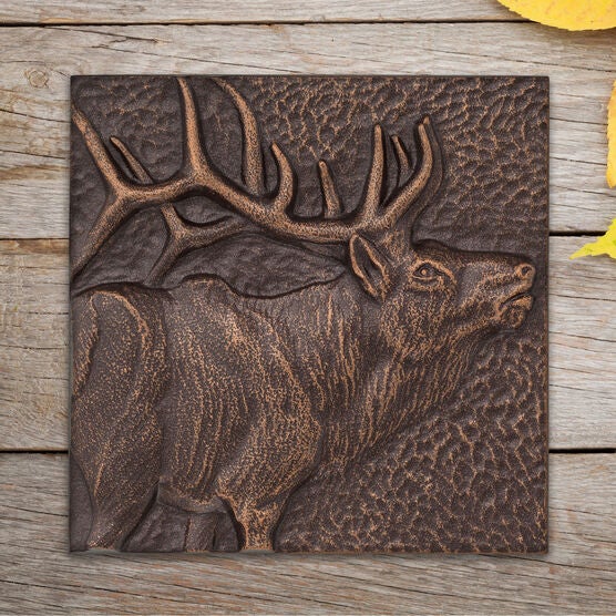 Elk 8" x 8" Indoor Outdoor Wall Décor, ANTIQUE COPPER, hi-res image number null