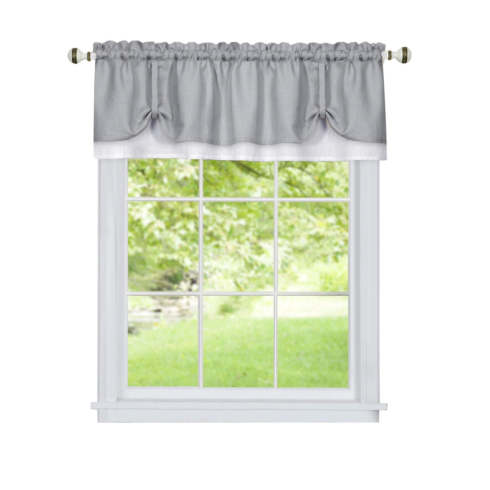 Darcy Window Curtain Valance, GREY WHITE, alternate image number 1