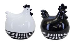 Modern Black and White Chicken Decor (Set of 2)