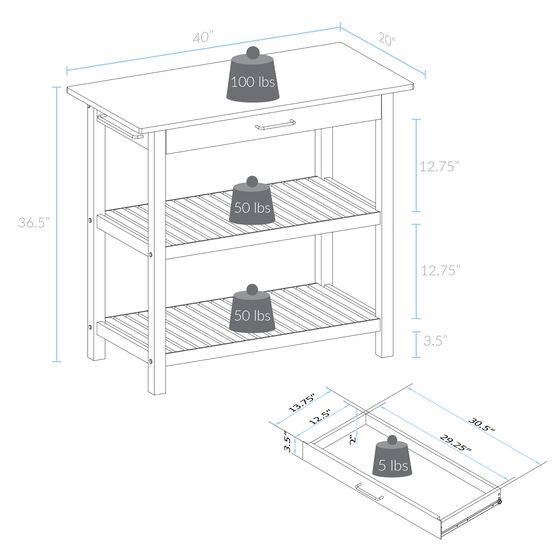Kitchen Island with Solid American Cherry Top, , alternate image number null