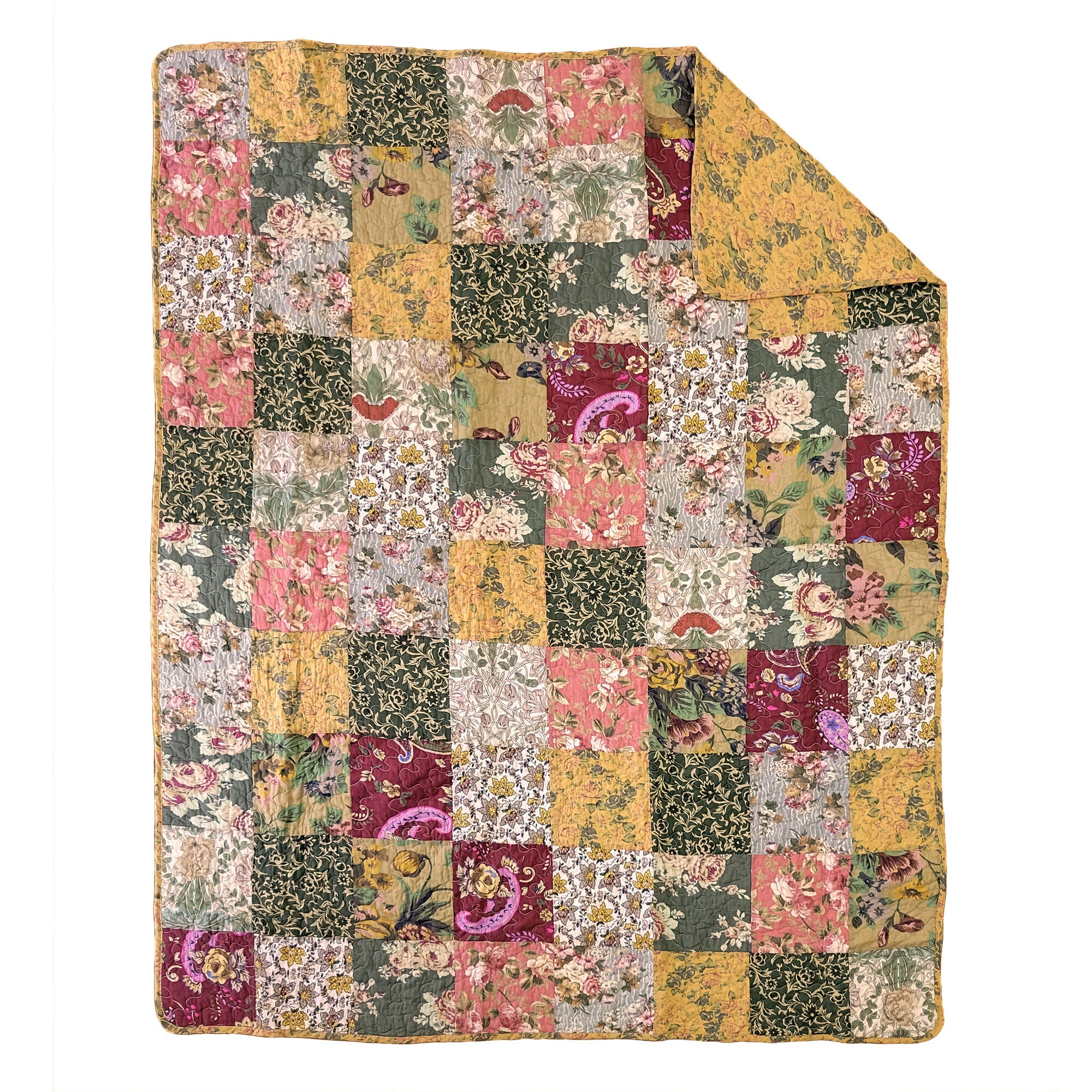 Antique Chic Floral Patchwork Quilted Throw Blanket, MULTI, alternate image number 2