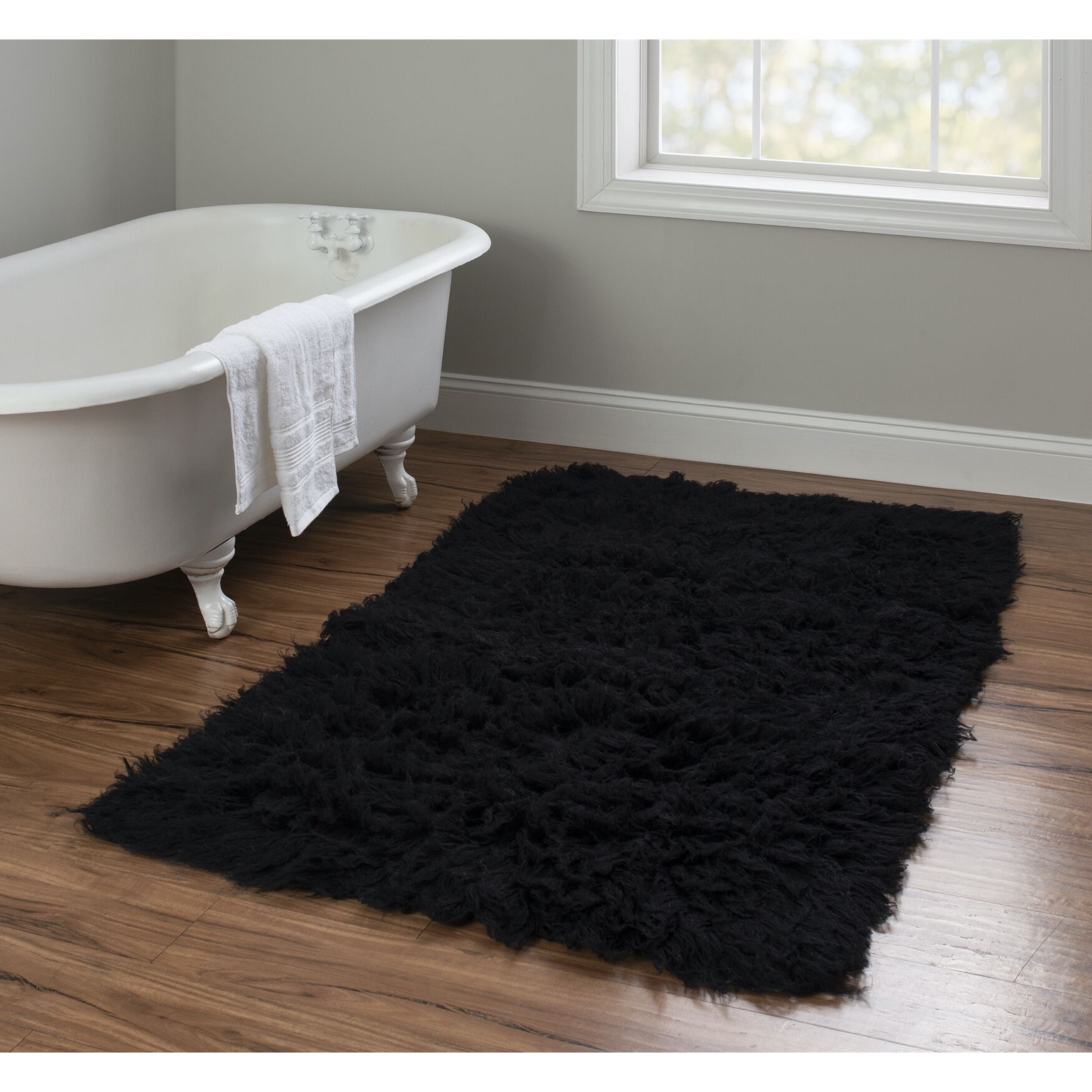 Flokati Black Rug, , alternate image number 2