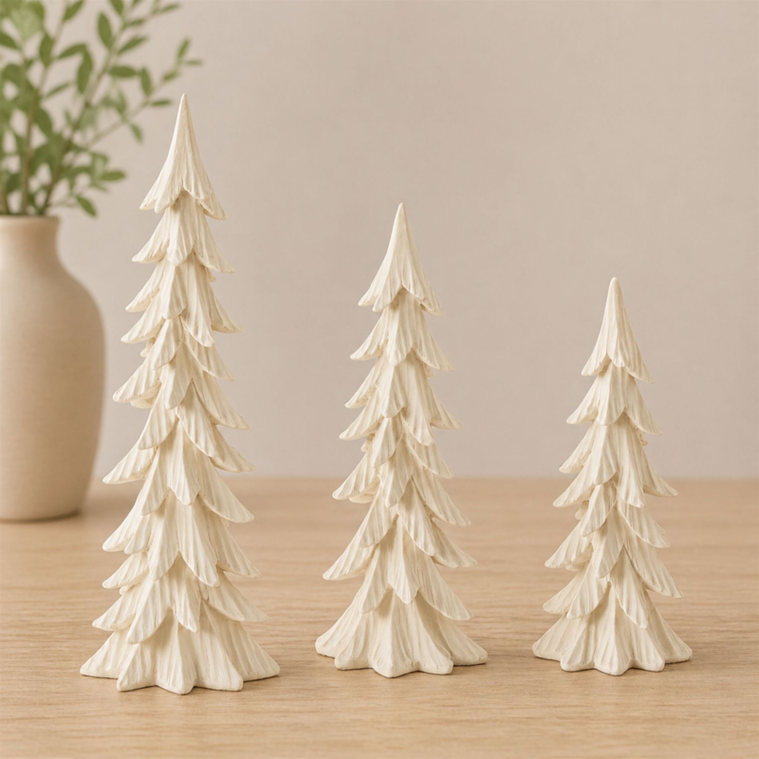 Velvet Pine Tree (Set of 3), BEIGE, alternate image number 2