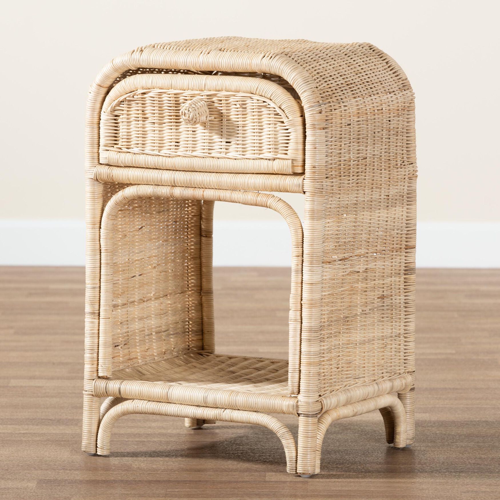 Magni Modern Bohemian Natural Brown Rattan 1-Drawer Nightstand, , alternate image number 8