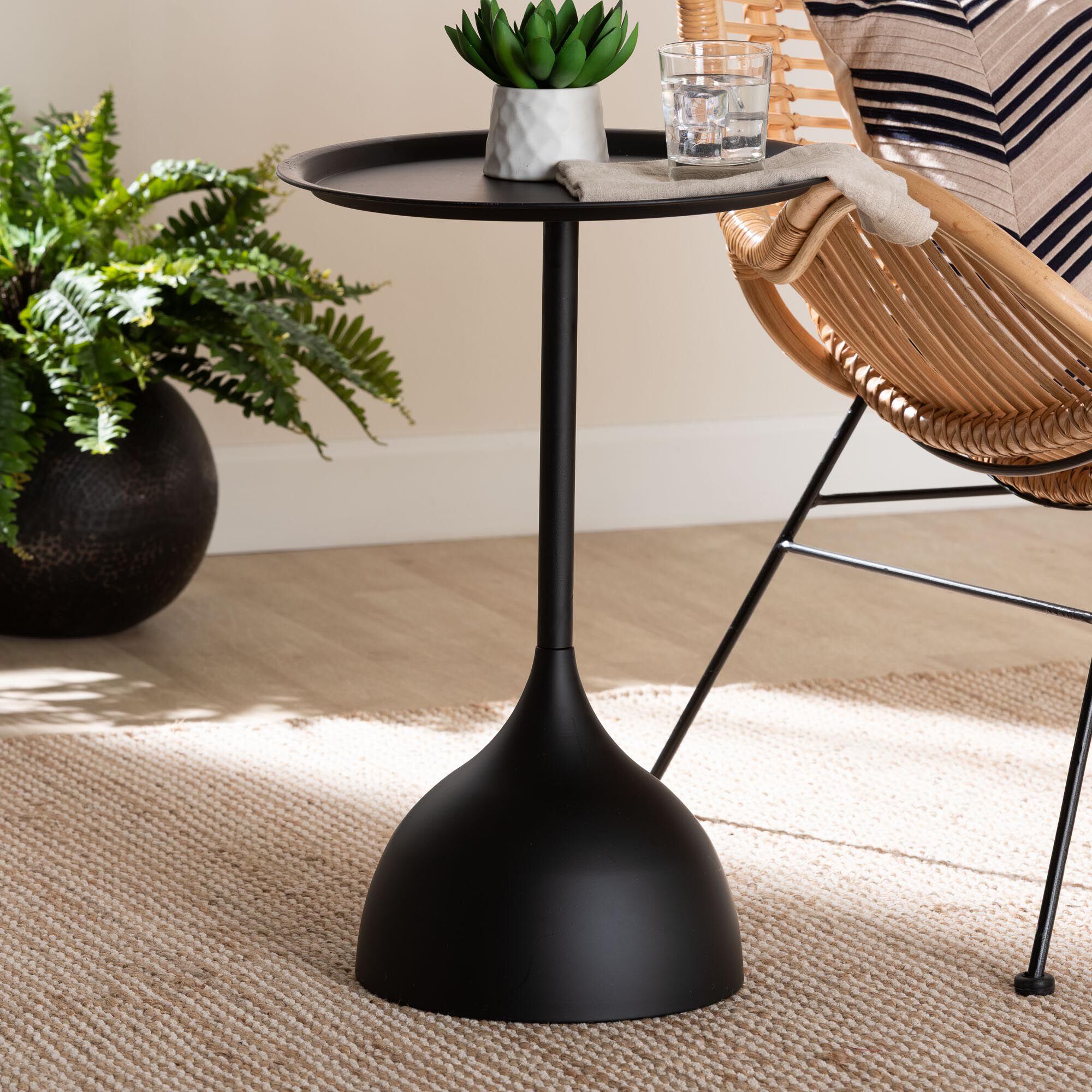 Webb White Metal Pedestal Side Table, BLACK, alternate image number 6