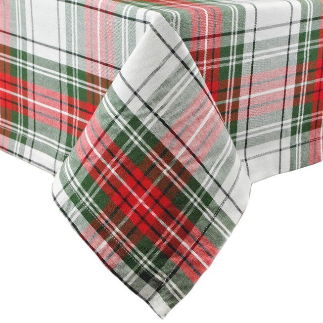 Christmas Plaid Tablecloth 60x84, RED, hi-res image number 0
