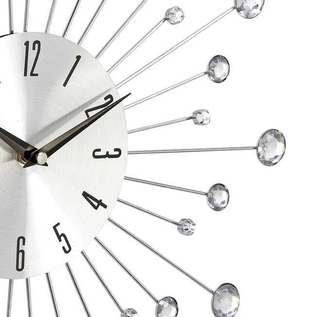 Silver Glam Metal Wall Clock, , alternate image number null