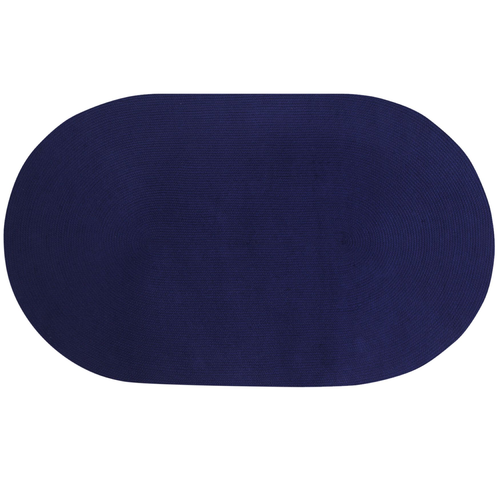 Alpine Braid Collection Reversible Indoor Area Rug, 88 inches" x 112' Oval , NAVY SOLID, hi-res image number 0