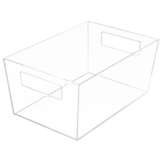 Clearly Chic Stackable Totes Storage Bins With Built-In Handles, Good For Organizing Your Cosmetics. Large, Set Of 2, , alternate image number null
