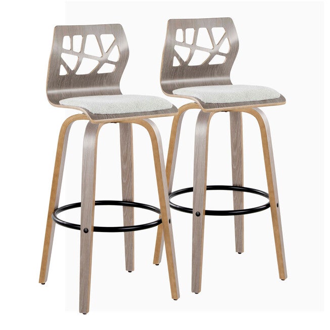 Folia 30 inches Fixed-Height Barstool - Set Of 2, LIGHT GRAY BLACK, hi-res image number null