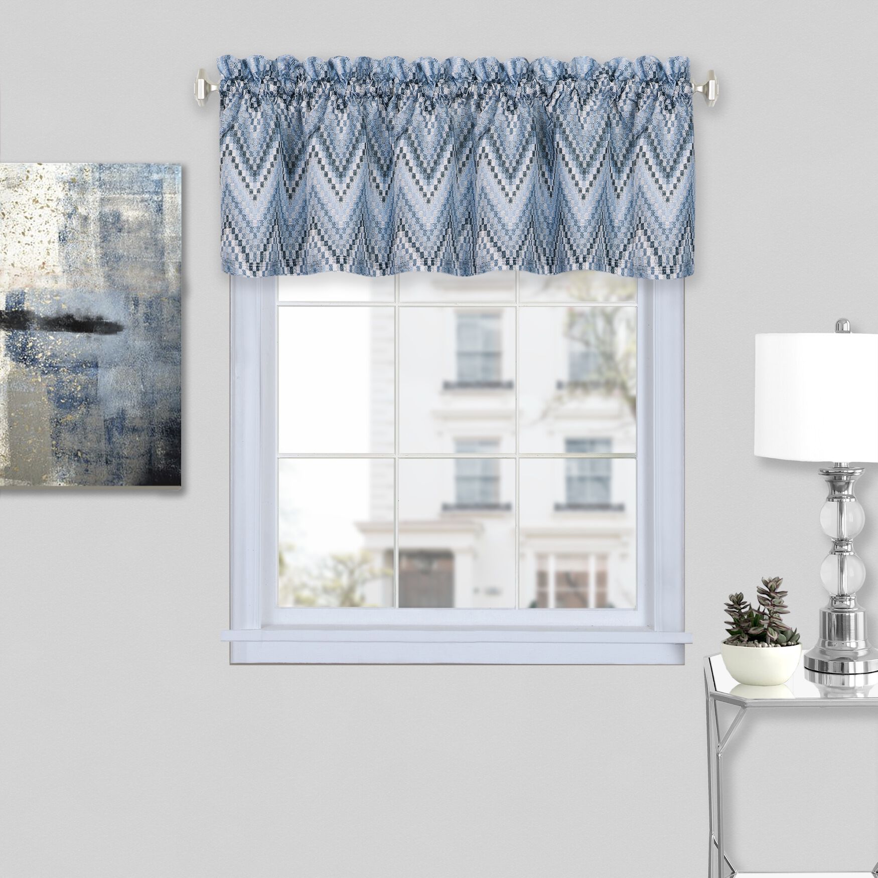 Avery Window Valance Curtain, ICE BLUE, hi-res image number 0