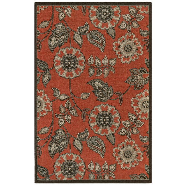 Liora Manne Riviera Floral Vine Indoor/Outdoor Rug, RED, hi-res image number null