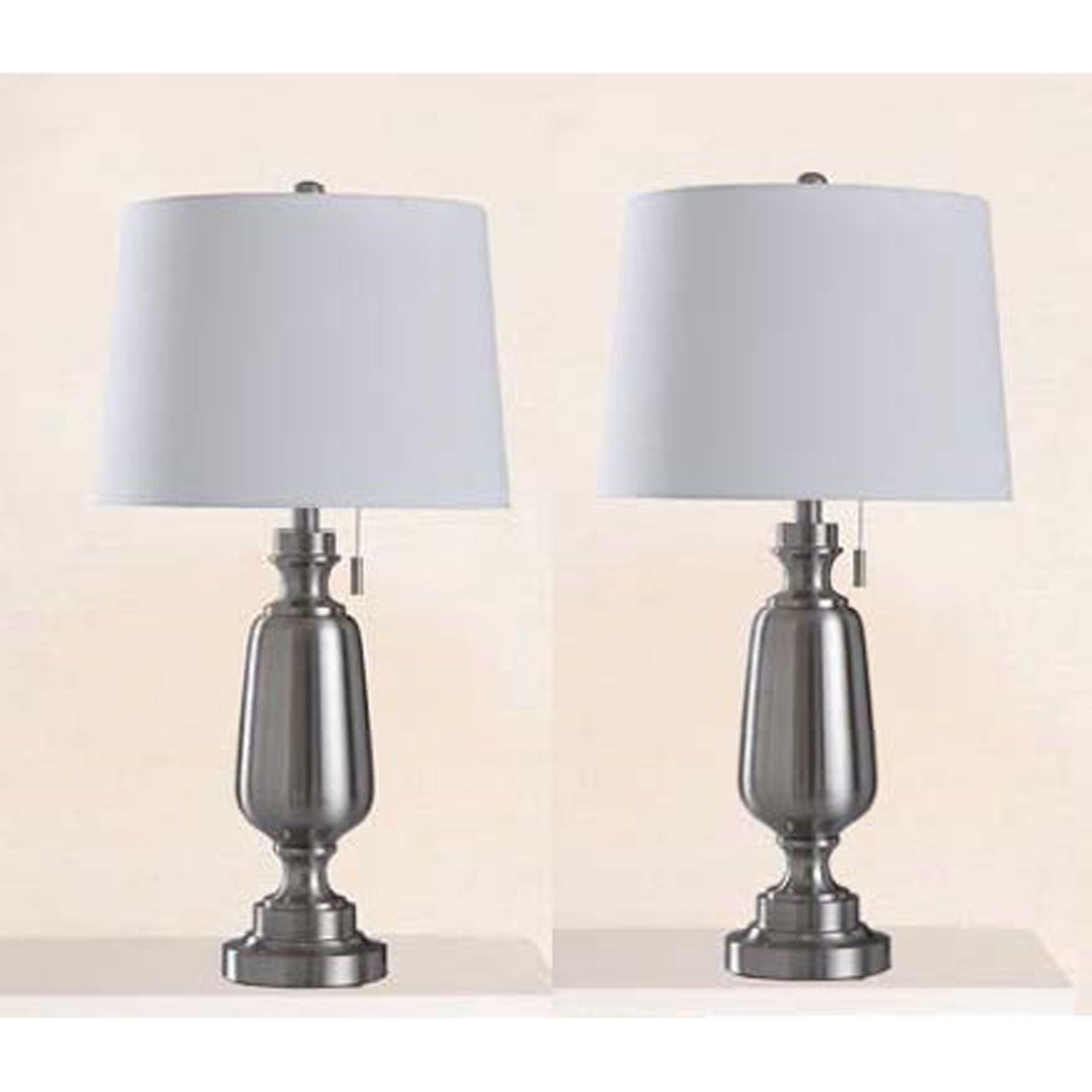 30.5 inches Brushed Steel Metal Table Lamp, BRUSHED STEEL, hi-res image number 0