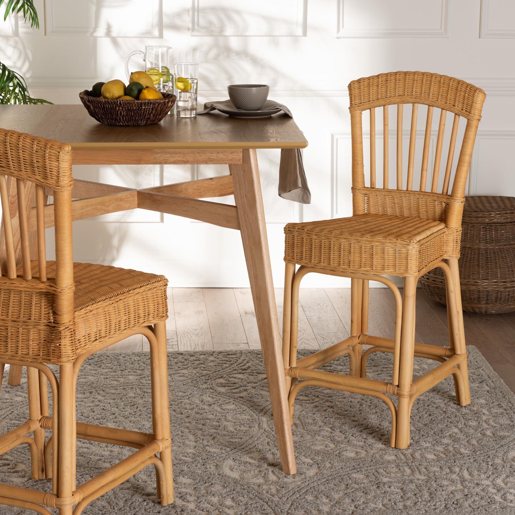 Barito Modern Bohemian Natural Rattan Counter Stool, , alternate image number 7