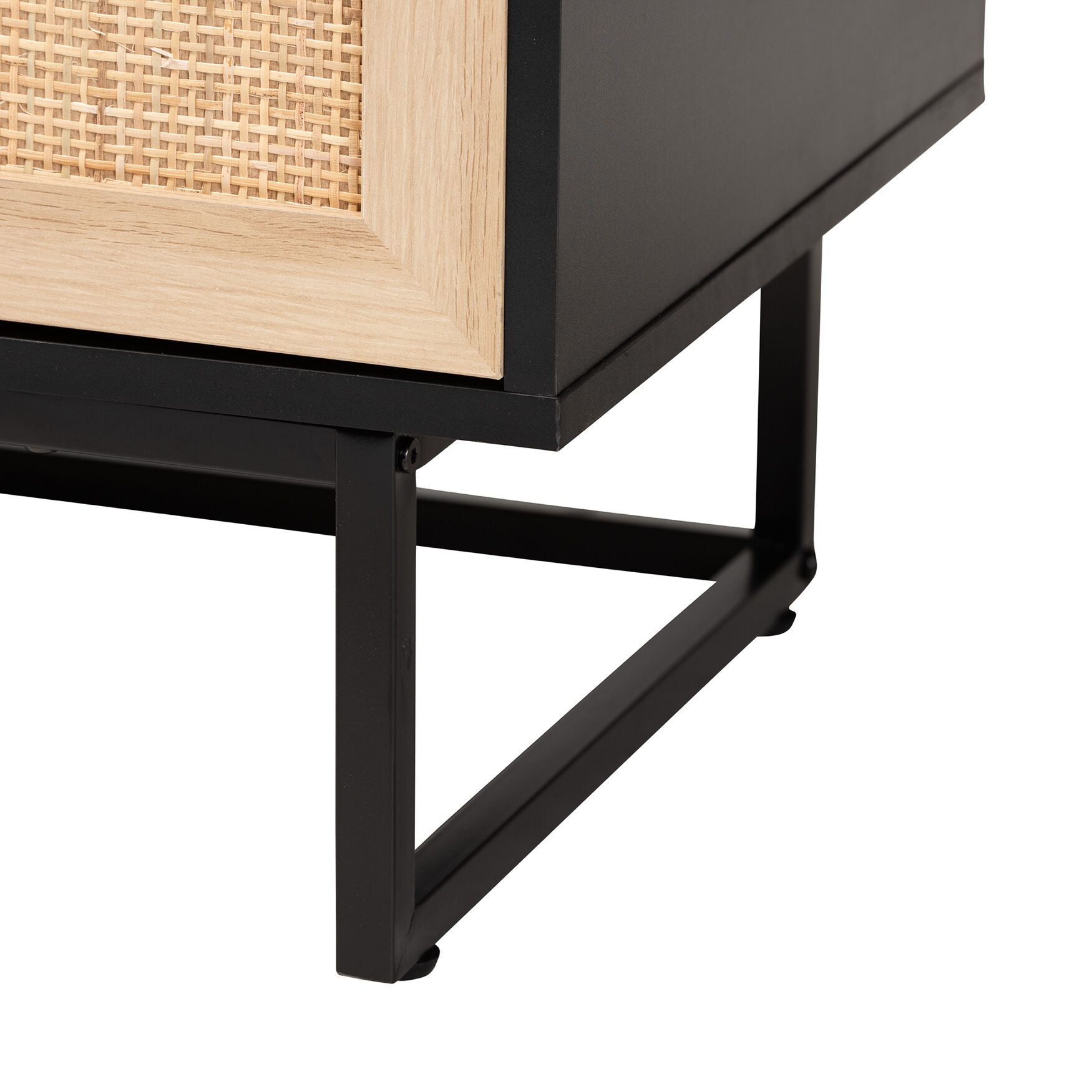 Declan Mid-Century Modern Espresso Brown Finished Wood And Natural Rattan 2-Door Storage Cabinet, , alternate image number 5