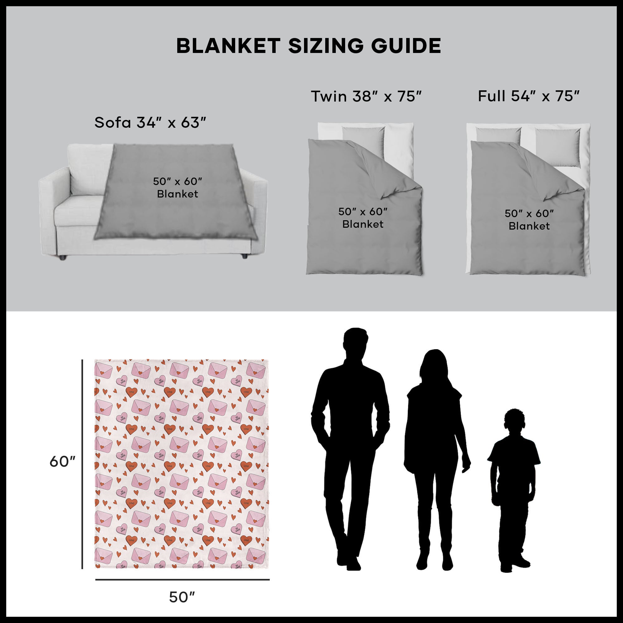 Valentine's Day Send My Love Silk Touch Sherpa Throw Blanket 50x60 Inches, SEND MY LOVE, alternate image number 5