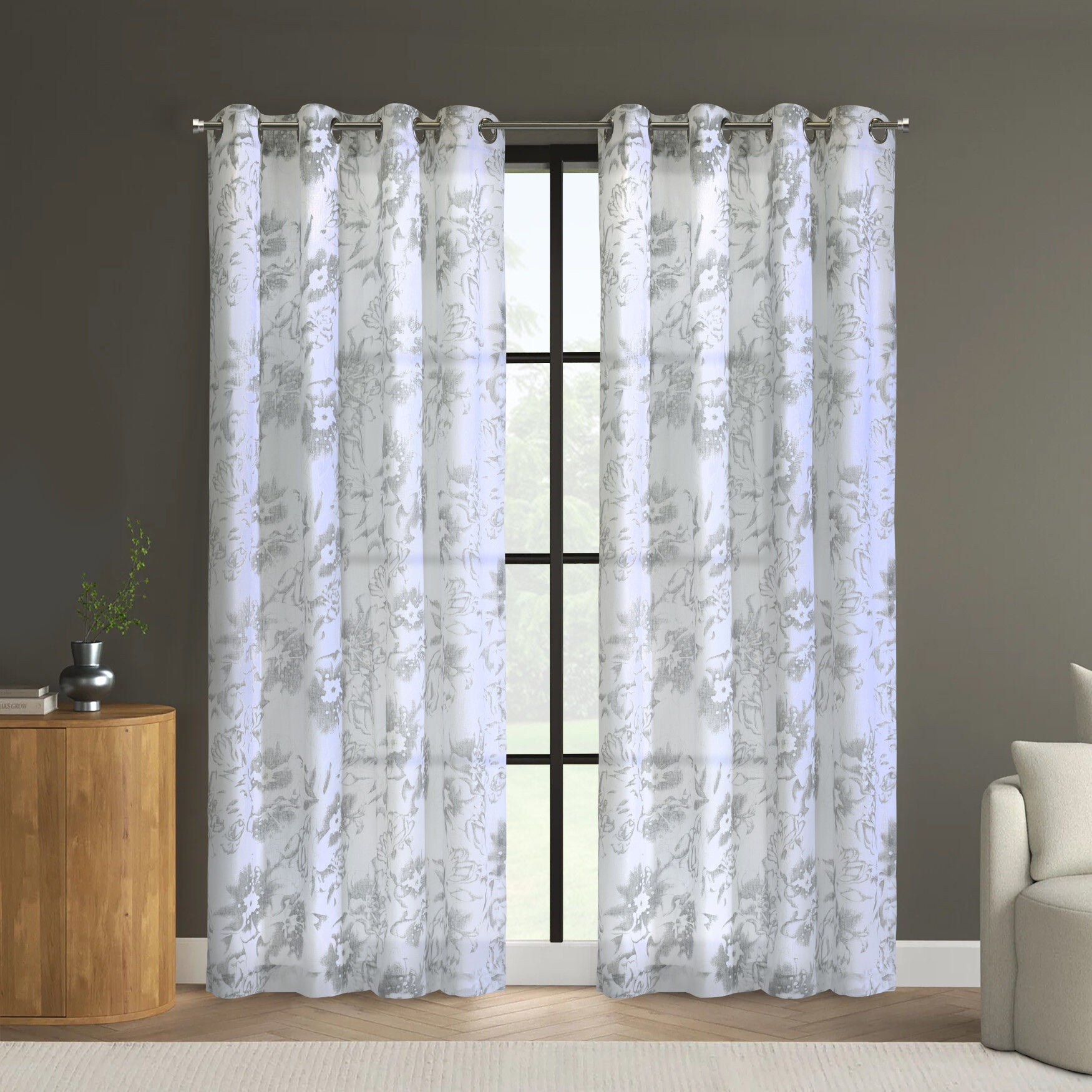 Kyoto Light Filtering Grommet Curtain Panel, WHITE, hi-res image number 0