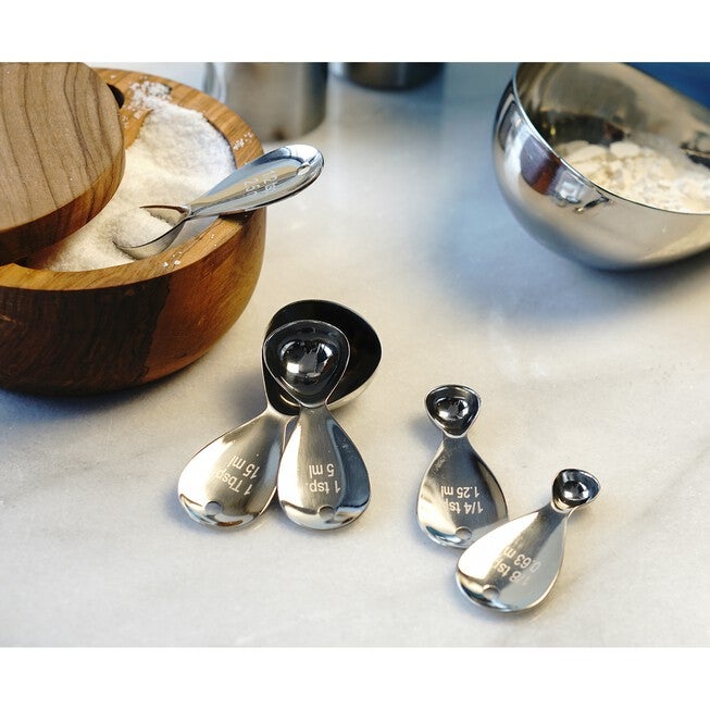 Teardrop Stainless Steel Measuring Spoon, Set 5, , alternate image number null