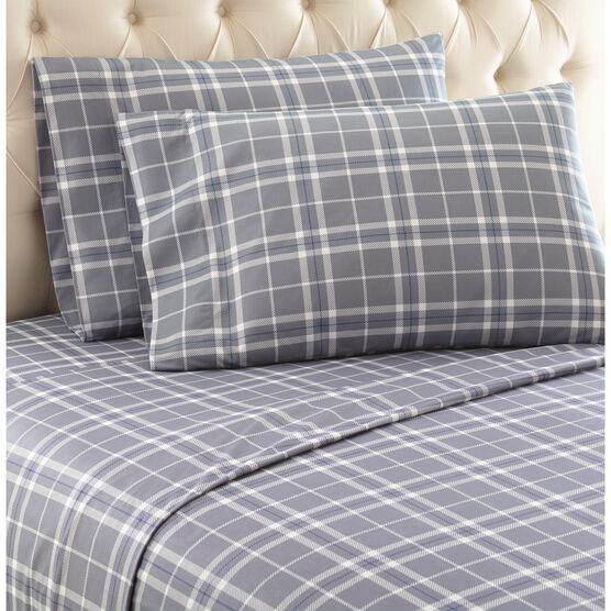 Micro Flannel® Plaid Grey Print Sheet Set, PLAID GRAY, hi-res image number null