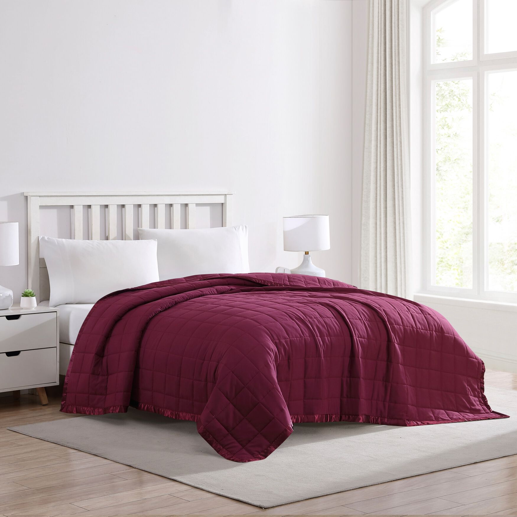 Down-Alternative Blanket, BURGUNDY, alternate image number 2