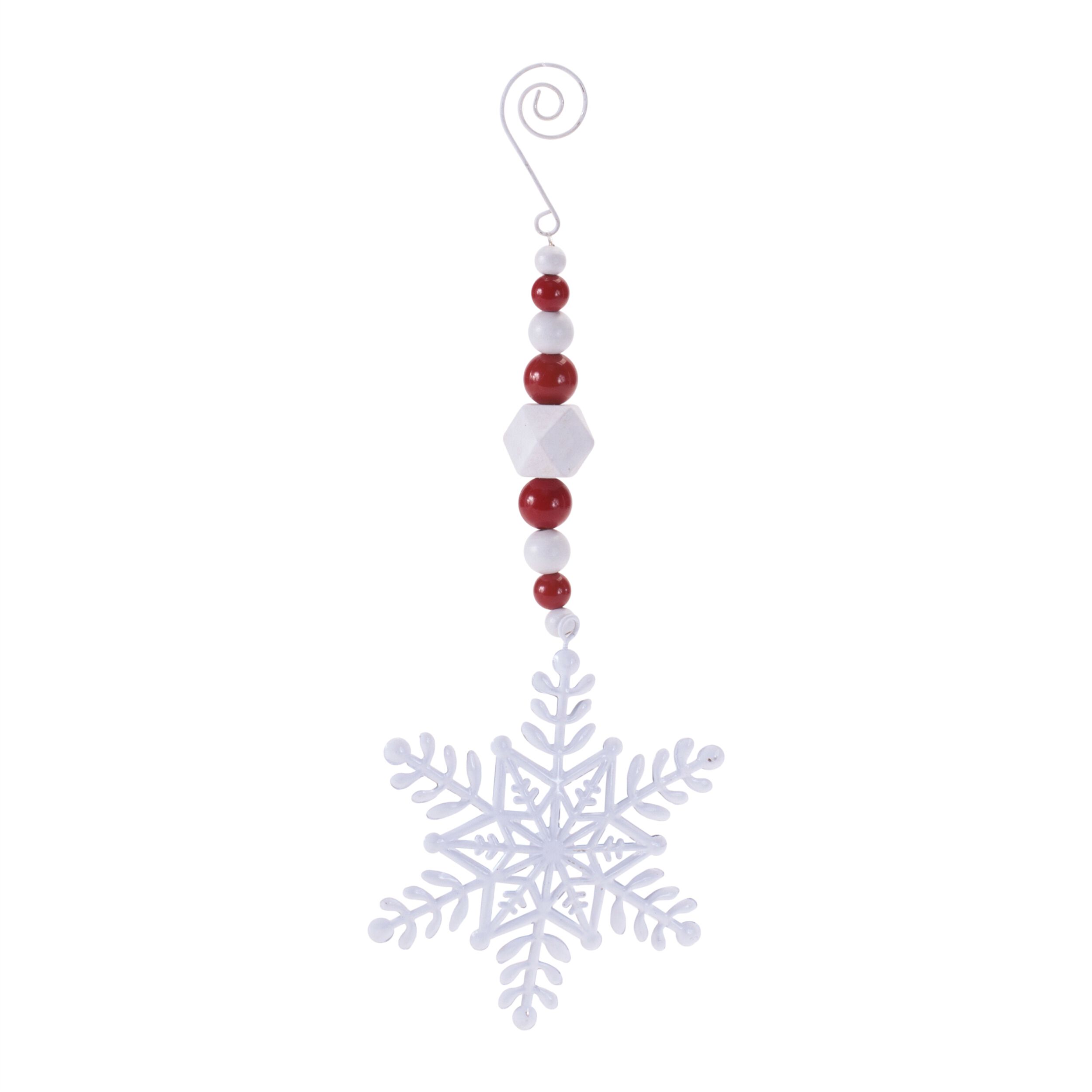 Snowflake Drop Ornaments (Set of 6), WHITE RED, alternate image number 1