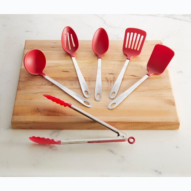 6-Pc. Stainless Kitchen Utensils with Nylon Head, STAINLESS, hi-res image number 0