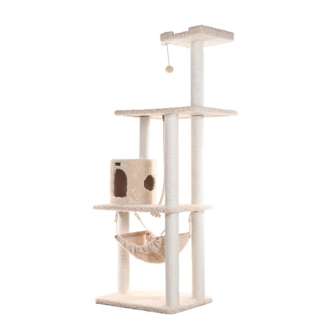 Real Wood 70 inches Ultra Thick Faux Fur Covered Cat Condo House, , alternate image number 5