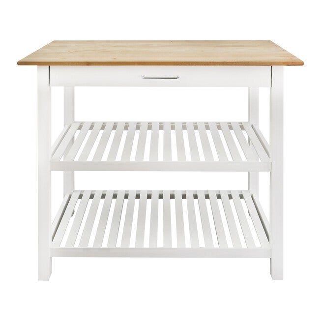 Kitchen Island with Solid Wood Top, NATURAL, hi-res image number null