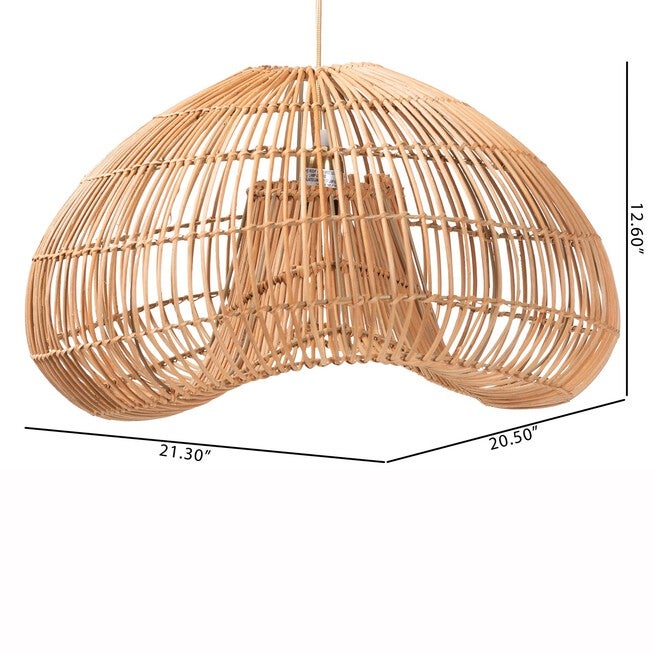Hansa Natural Rattan Pendant Lampshade - Handcrafted Dome-Shape Ceiling Light Cover, BROWN, alternate image number null
