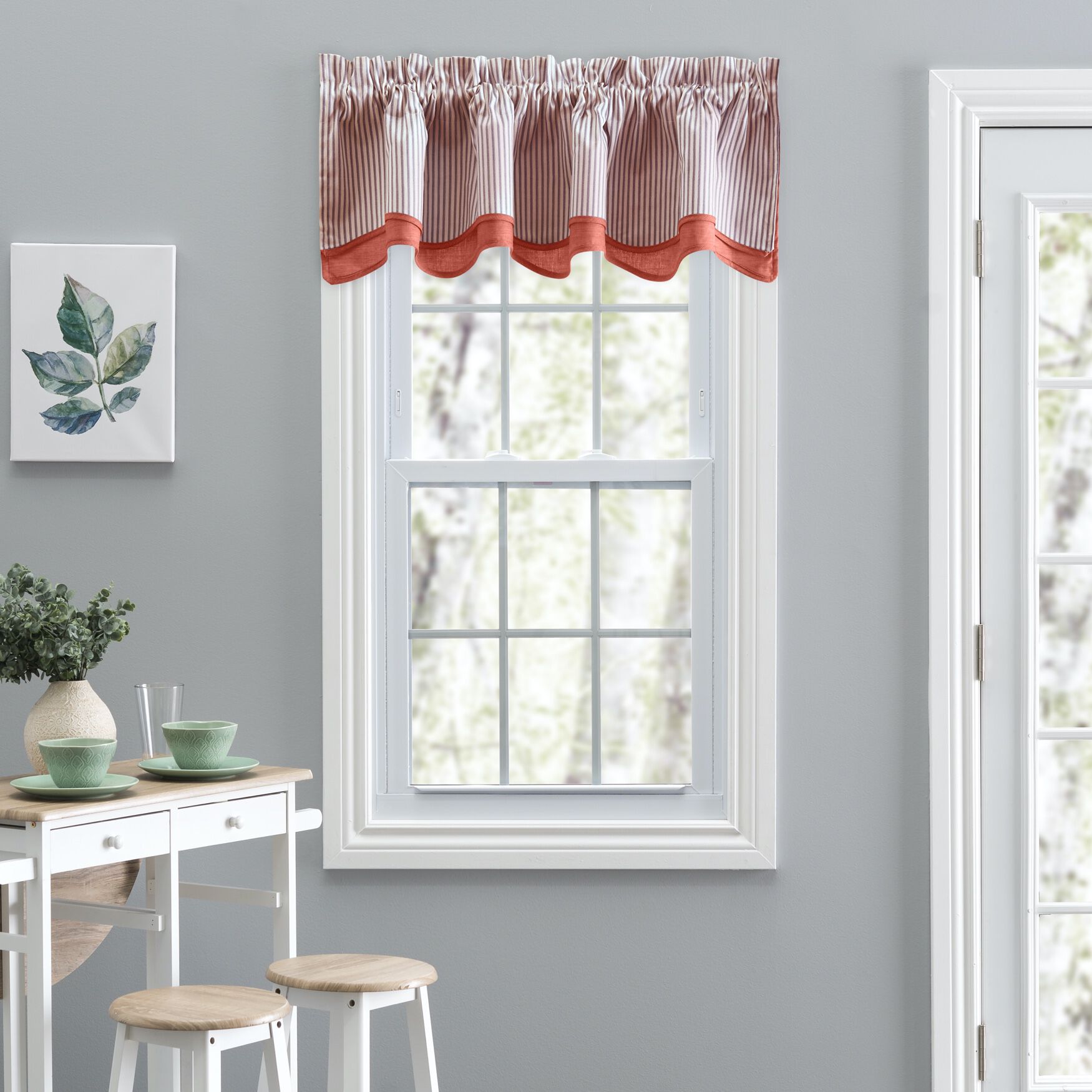 Plaza Stripe 2 Fabric Bradford Valance, BRICK, hi-res image number 0