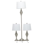Set Of 3 Silver Coastal Table Lamp, , on-hover image number null
