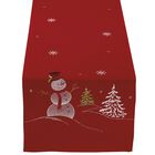 Embroidered Snowman Table Runner, RED, hi-res image number null