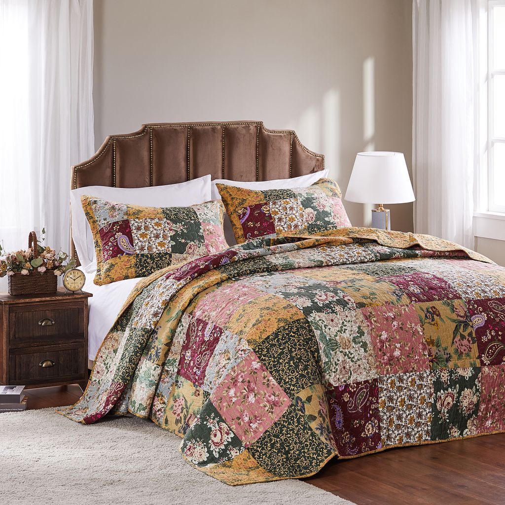 Antique Chic 100% Cotton Patchwork Bedspread Set, MULTI, hi-res image number 0
