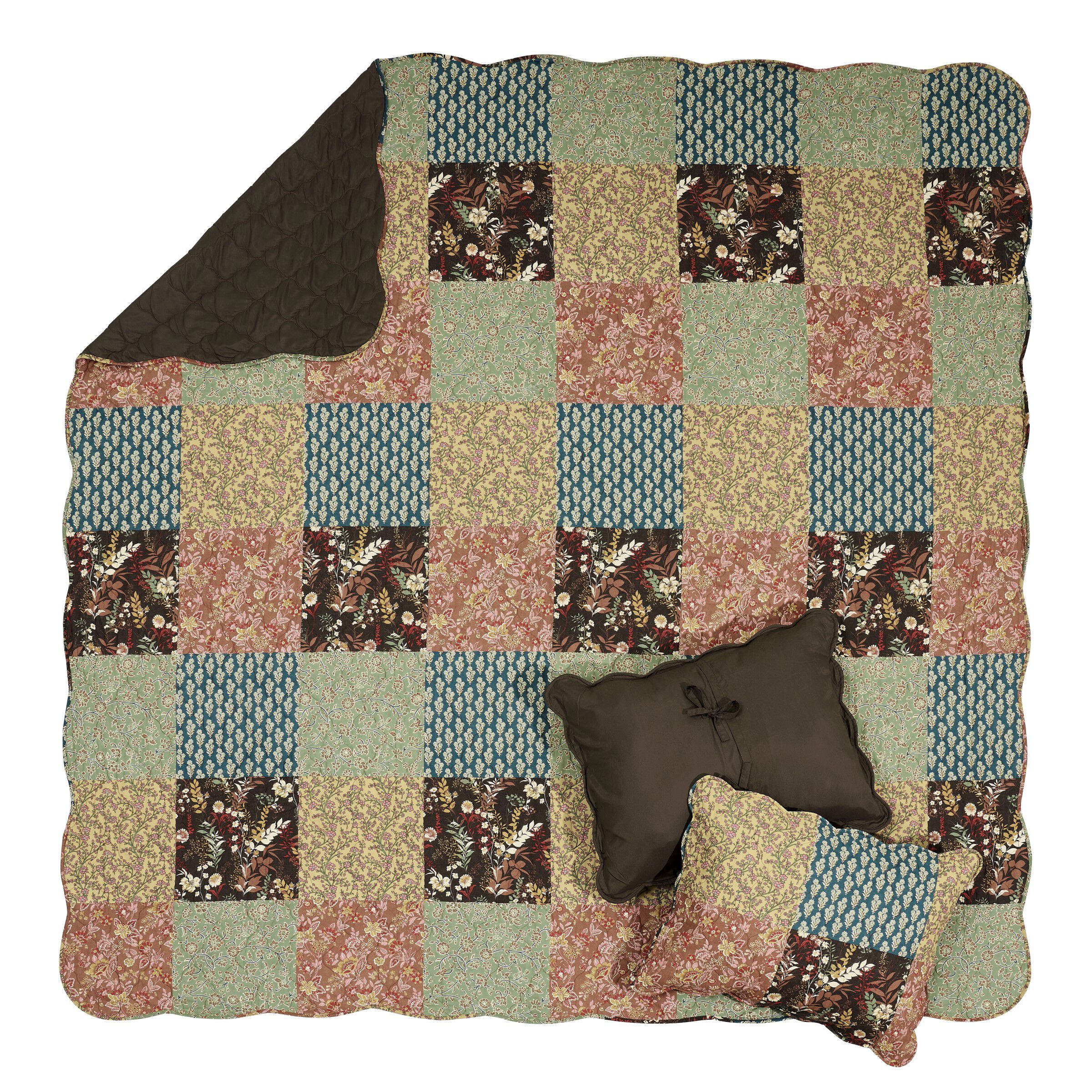 Hazel Floral Botanical Patchwork Print Quilt Set, MULTI, alternate image number 2
