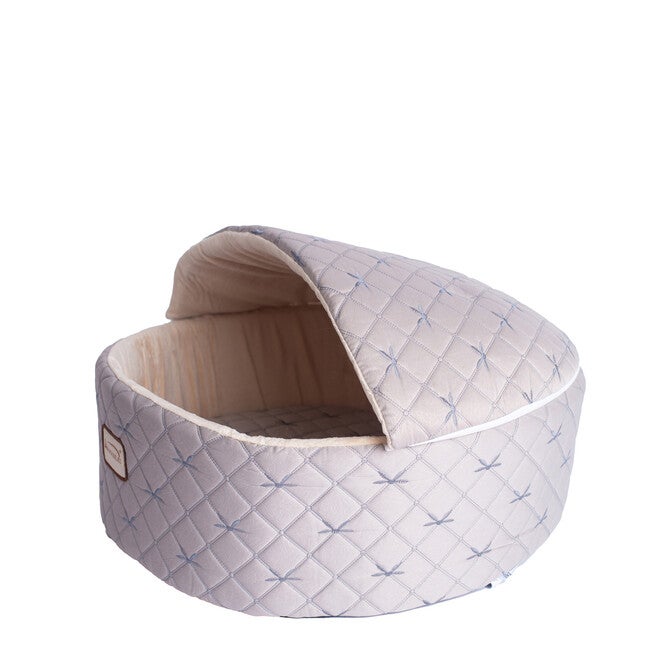 Cuddle Cave Cat Bed With Detachable & Collasible Zipper Top, Small, Pale Silver and Beige, , alternate image number null