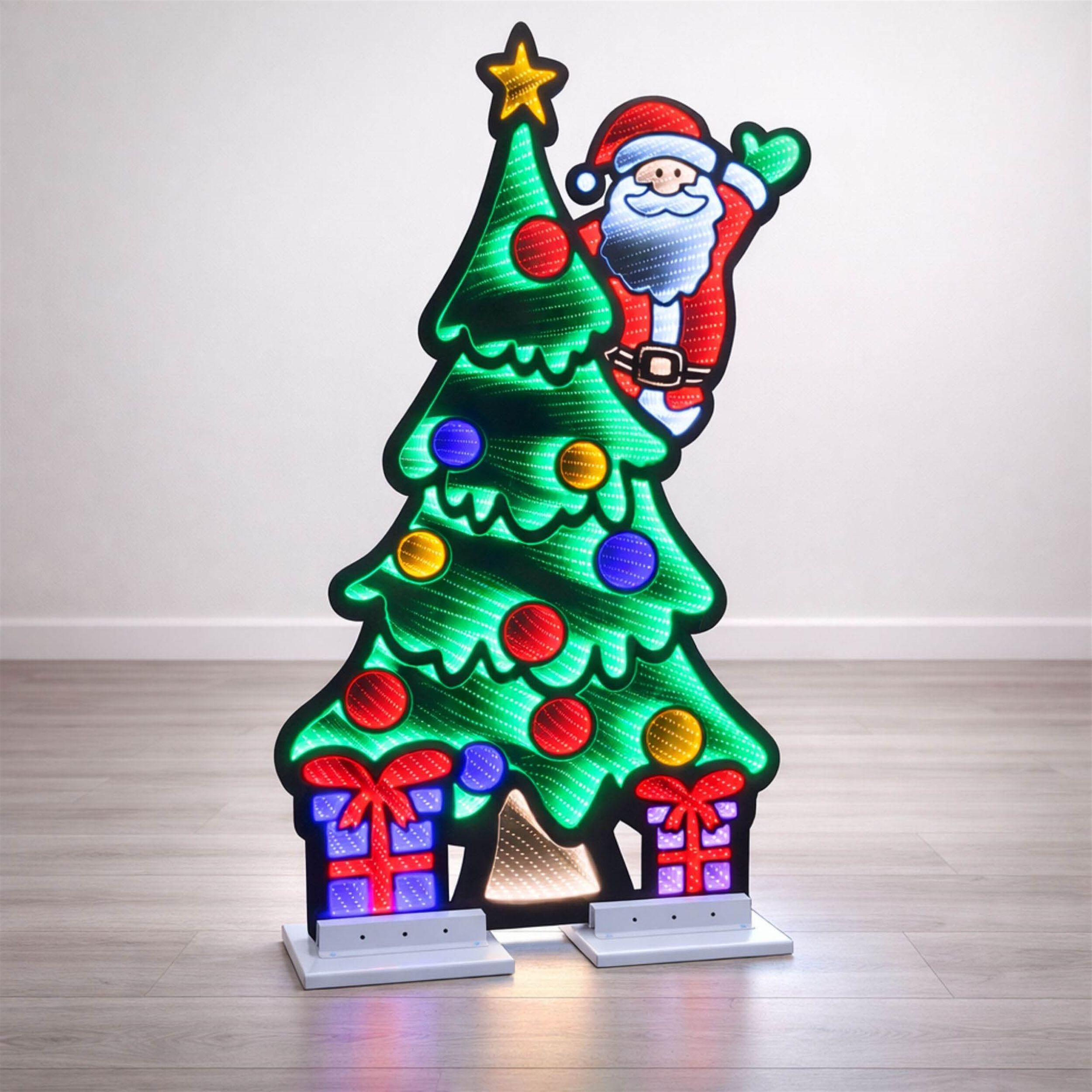 Santa and Christmas Tree Ekkolight 48 inchesH, MULTICOLOR, alternate image number 2