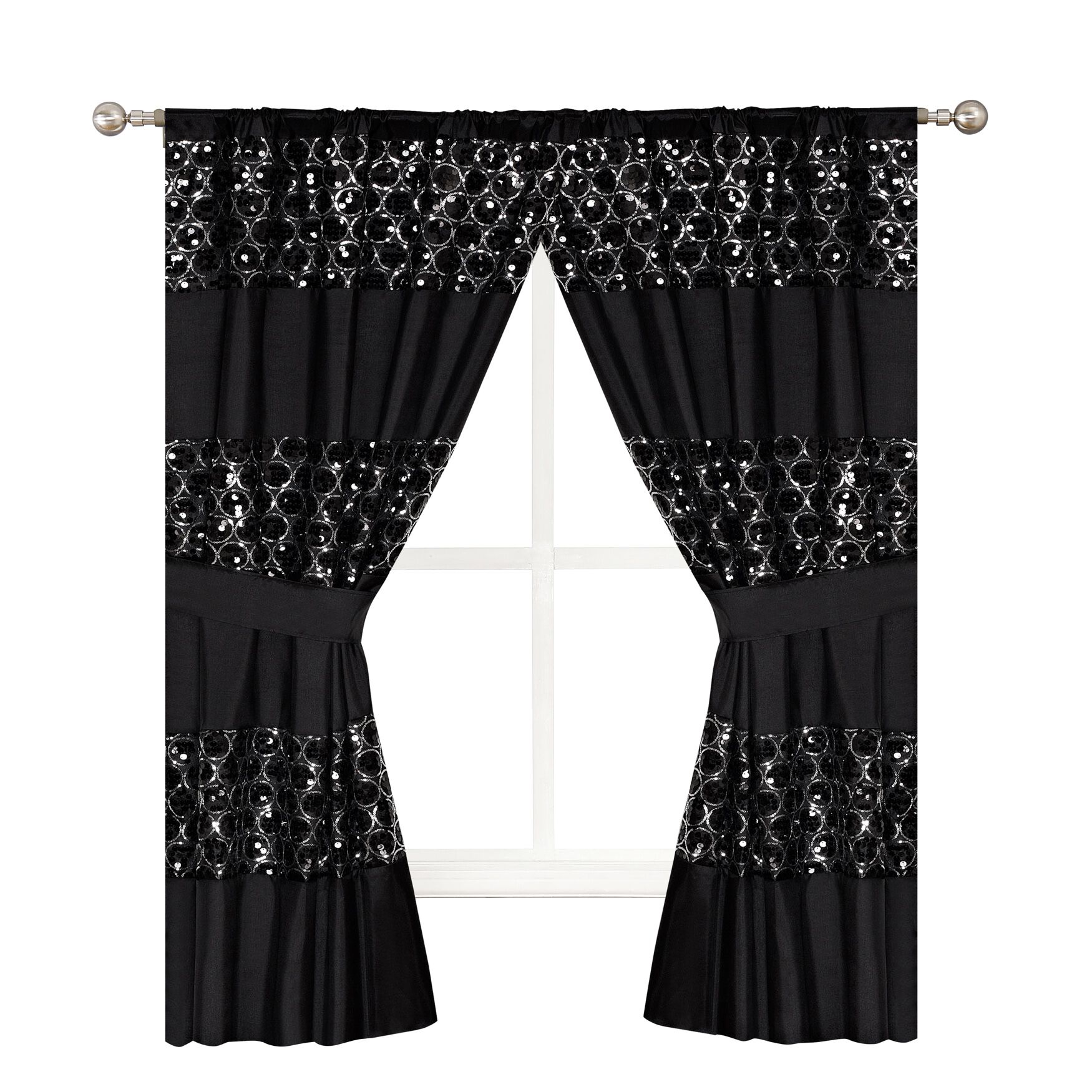 Sinatra Window Curtain, BLACK, hi-res image number 0