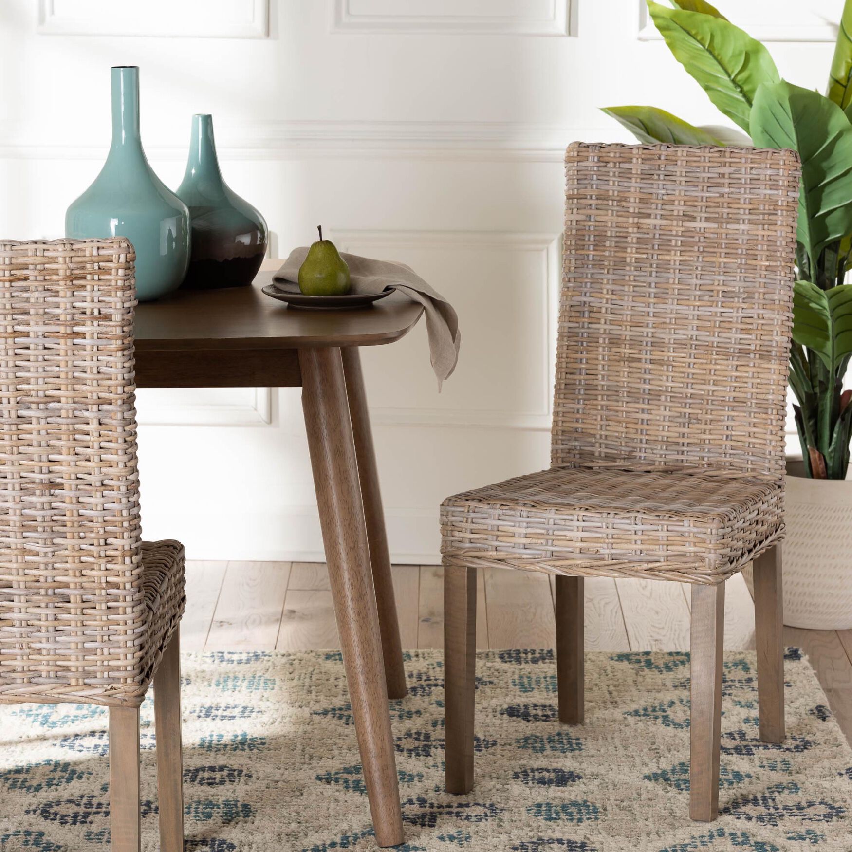 Nevina Bohemian Grey Kubu Rattan and Mango Wood Dining Chair, , alternate image number 12